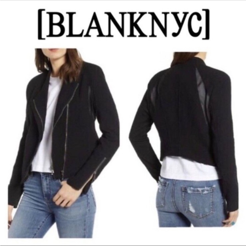 Blank NYC Crepe Mesh Moto Jacket Double Zip